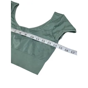NVGTN Womens Seamless Short Sleeve Crop Top Sage‎ Green Medium Scoop Neck Active thumbnail 6