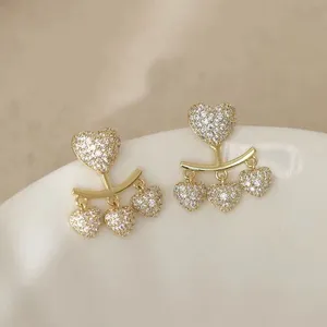 Women's Love Heart Tassel Stud Earrings thumbnail 2
