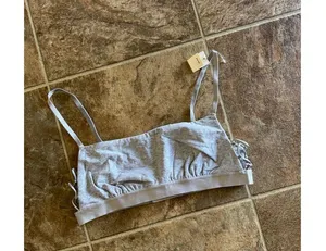Aerie Real Good Strappy Side Lace Up Bralette Grey Size Medium thumbnail 2