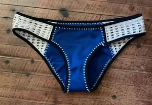 Victoria’s Secret electric blue crochet S bikini bottoms thumbnail 1