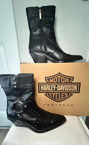 Harley Davidson Women's Black Leather Fashion Boots Brash‎ D84378 Size 7 thumbnail 1