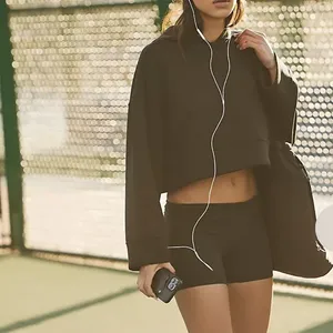 Free People Movement Playing Games Hoodie Cropped Black Loungewear Workout thumbnail 6
