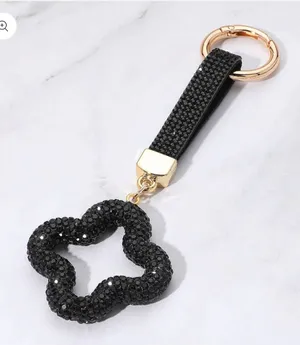 Bling Studded Quatrefoil Keychain / Bag Charm thumbnail 1