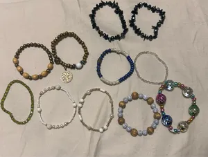 10 Piece Boho Stretch Bracelet Lot | Beaded Costume Jewelry Bundle | Handmade Style thumbnail 1