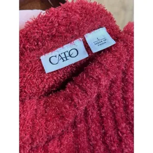 Cato‎ Red Fuzzy Cowl Neck Long Sleeve Tunic Sweater Top Women's Size L thumbnail 4