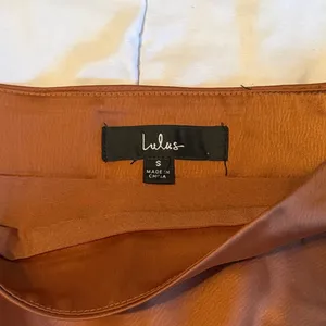 Lulus Contemporary Cutie Brown Satin High-Rise Asymmetrical Midi Skirt thumbnail 5