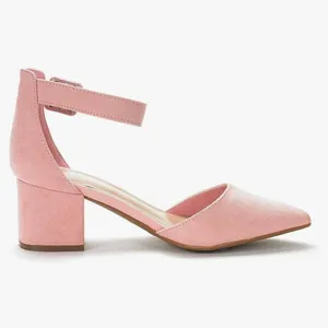 Elegant Pink Ankle Strap Block Heels thumbnail 4