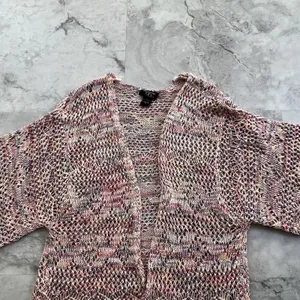 Hooked Up by IOT Size Small S‎ Open Knit Cardigan Sweater Rainbow Color thumbnail 2