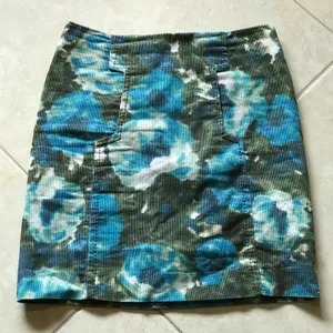Anthropologie Postmark‎ Calabria Watercolor Floral Corduroy Skirt Size 00 thumbnail 3