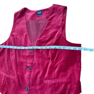 Vintage GAP Velvet Vest Womens L Red Maroon‎ Button Down Sleeveless Top thumbnail 5