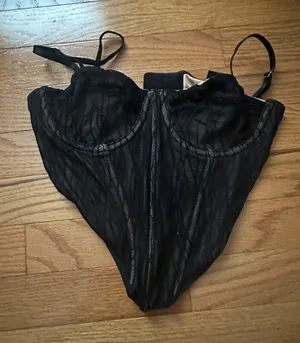 SheIn Black Sheer Corset Top thumbnail 1