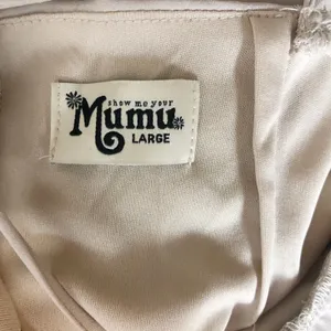 Show Me Your Mumu Godshaw Goddess Lace Up Maxi Dress Tan Large Bridal thumbnail 6