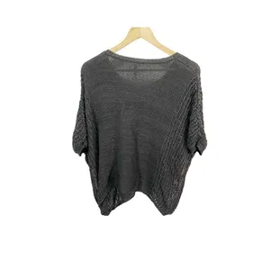 Miilla Womens S Sweater Gray Short‎ Sleeved Crochet Lightweight Open Knit Casual thumbnail 2