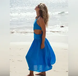 Free People Suki Midi Blue Dress Size Medium thumbnail 3
