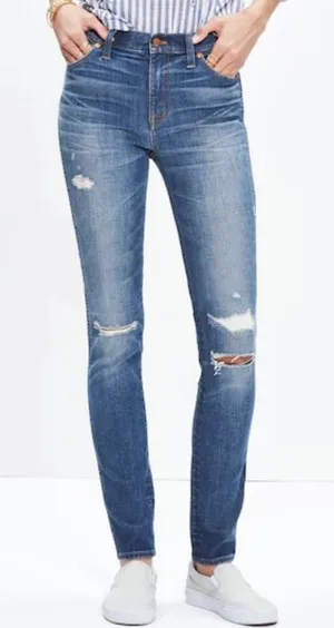 Madewell 9 inch High Rise Skinny Jeans Distressed Blue‎ Wash Size 30 thumbnail 1