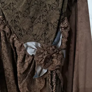 🆕 hazel Dark Brown Lace Panel Maxi Skirt Size L thumbnail 4