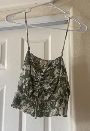 Green And White Floral Tank Top thumbnail 1