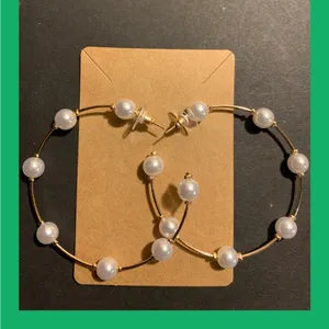 Gold and Pearl Hoop Earrings thumbnail 2
