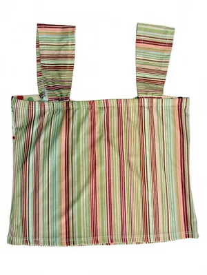 Y2K Striped Camisole Top Polka Dot Trim Boho Cami Multi Color Pastel Size Medium thumbnail 2