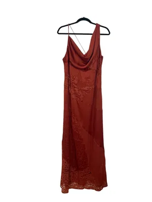 ASOS Cowl Neck Maxi Dress with Lace-Detail - Rust (Size 10) thumbnail 2