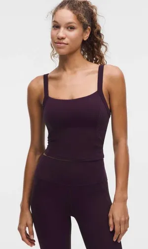 Lululemon NWT Align Lace Panel Tank Top Black Plum Size XL B/C Cup thumbnail 1