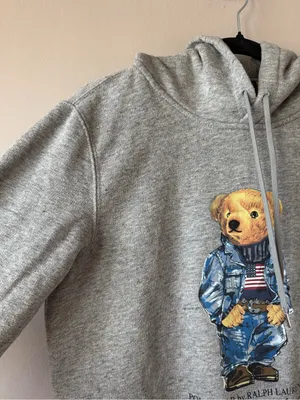 Polo Ralph Lauren Bear Women’s Gray Hoodie Sweatshirt All American Size Small thumbnail 6