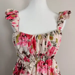 Abercrombie & Fitch Pink Floral Linen Blend Ruffle Strap Mini Dress Womens M thumbnail 4
