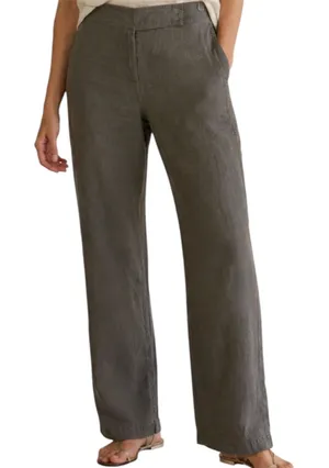 Eileen Fisher Linen Trousers Dress Pants Hook & Eye Stretch Pocket Beige 4 34x31 thumbnail 1
