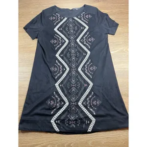 Miss Me Dress Women's Size L Black Microsuede Embroidered Boho Western Shift thumbnail 2