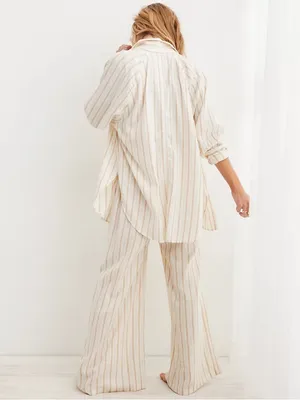 Aerie Striped Linen Blend Buttondown Coverup Shirt thumbnail 3