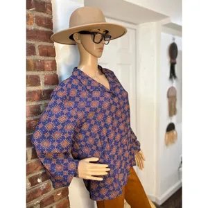 Liz Claiborne Vintage 70s Style Boho Paisley Blouse Earthy Dark Academia Rayon Size 10 thumbnail 3