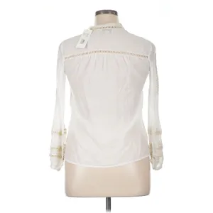 Jade by Johnny Was XL White Boho Lace Tassel Tie Neck Button Front Blouse thumbnail 5