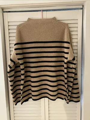 Rails Claudia Camel and Ebony Stripe Mockneck Knit Sweater XS thumbnail 6