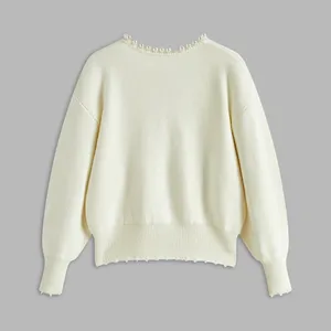Commense Pearl Trim Ripped Hem Cardigan size large thumbnail 2