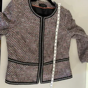 Talbots Grosgrain Trim Black Multicolored Peach Tweed Academia Cropped Jacket 4 thumbnail 8