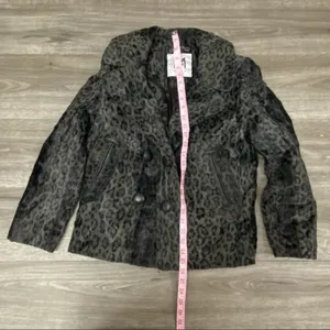 Milly Leopard Print Faux Fur Double Breasted Coat Jacket Small thumbnail 9