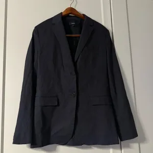 Theory Classic Blazer Navy Blue Linen Blend Size 4 thumbnail 2