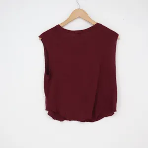 Brandy Melville Tank Top Womens OS Muscle Tee Burgundy Raw Hem Good thumbnail 4