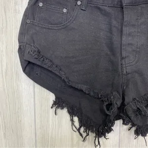 NEW One Teaspoon Bandits Relaxed Fit Twisted Cuff Hem Shorts Black Panther 29 thumbnail 6