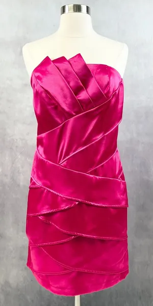 B Wear Too Womens Dress Mini Satin Pink Size 5 Glam Going Out‎ Party Cocktail thumbnail 1
