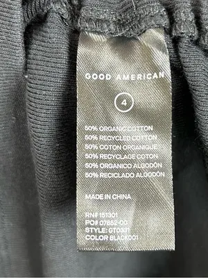 Good American Ruched Side Tee Minimalist Core Fitted Crop Top Black Sz 4 thumbnail 6