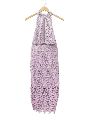 NWT Bardot Gemma Dress US 6 Orchid Purple Lace Halter Open Back Cocktail Wedding thumbnail 2
