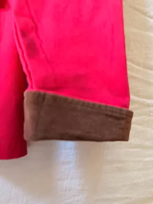 Lands’ End Red Canvas Barn Jacket Brown Corduroy Collar Utility Chore Coat Women’s thumbnail 3