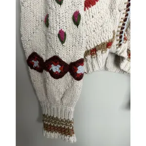 Free people Rosebud Cardigan Ivory Combo Women's Size Medium/Large thumbnail 7