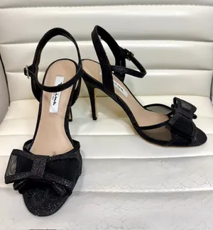 Nina Black Mesh Glitter Bow Heeled Sandals Sz7 thumbnail 1