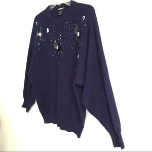 Vintage Y2K Whimsygoth women’s crewneck sequined beaded sweater M‎ thumbnail 3