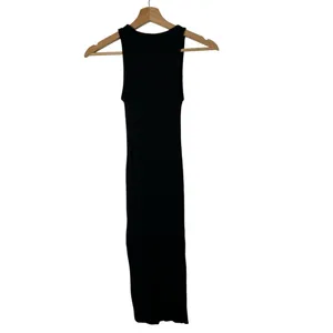 Zara Black Ribbed Bodycon Button Front Midi‎ Dress S thumbnail 2