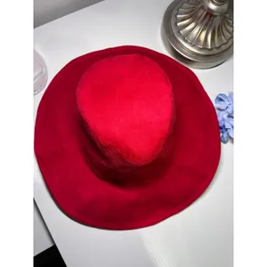 Something Special LA Red Faux Suede Wide Brim Sun Hat‎ Fedora Boho Chic thumbnail 2