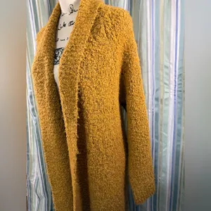 Anthropologie Wool Blend Fluffy Long Line Open Front Fleece Style Coat Sz Lg EUC thumbnail 3