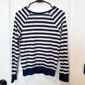 Hollister Womens Y2K Striped Long Sleeve Top XS Blue White Preppy Bella Swan thumbnail 3